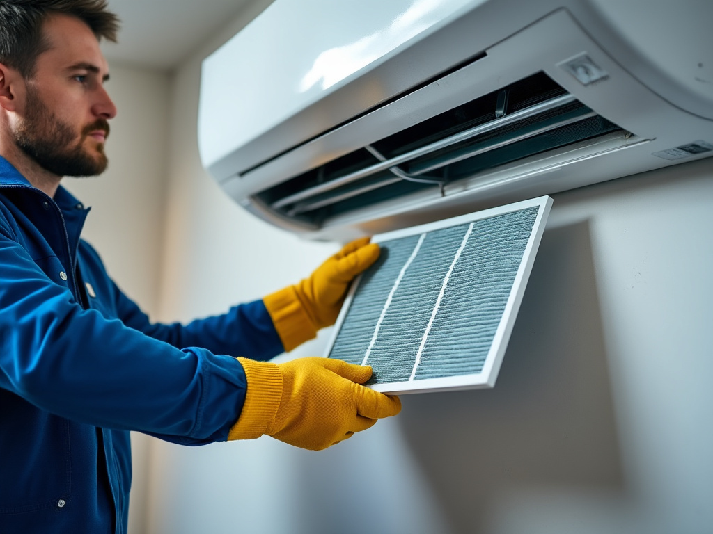 Nettoyage du filtre de climatisation par un technicien