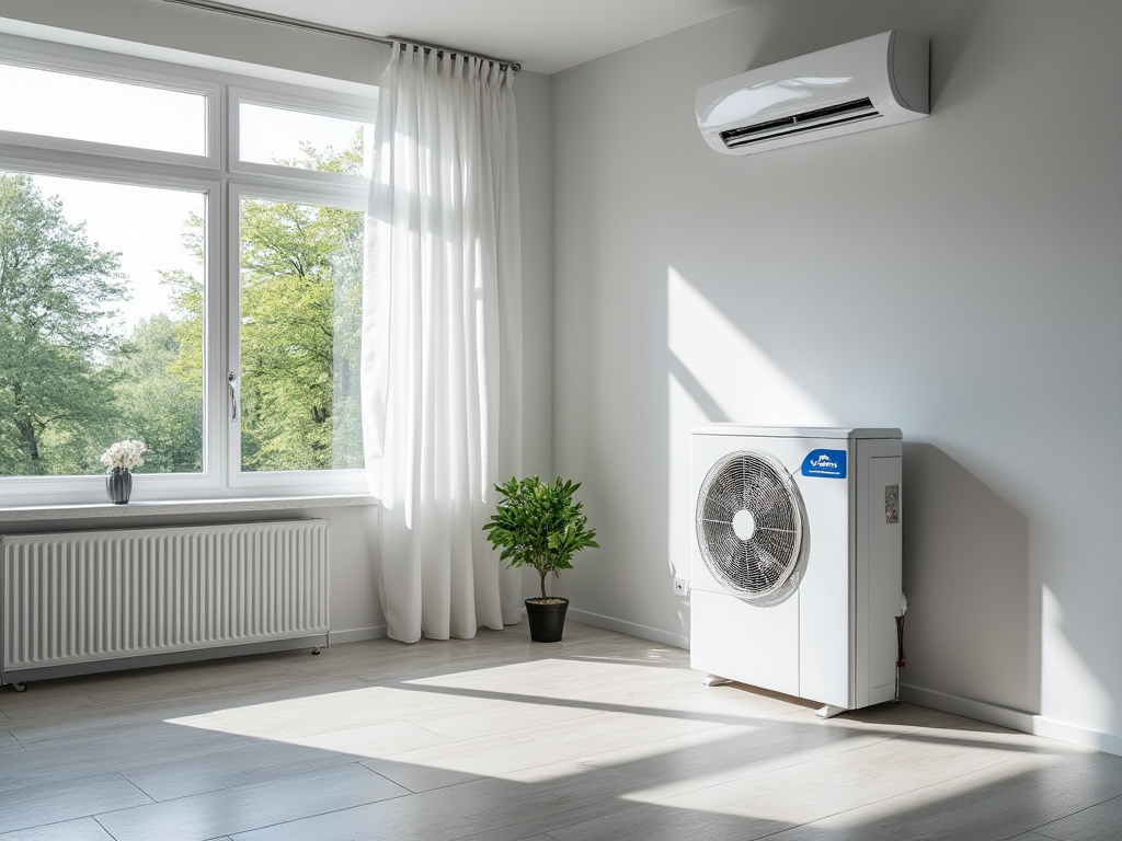 Unité intérieure de climatisation dans salon bien isolé