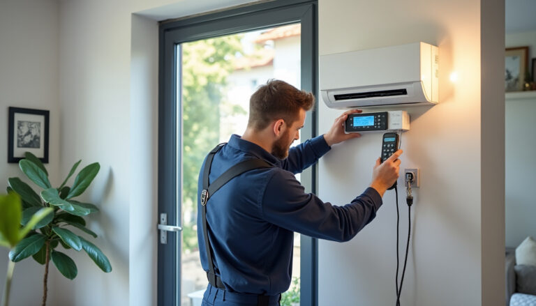 Technicien vérifiant un chauffe-eau électrique