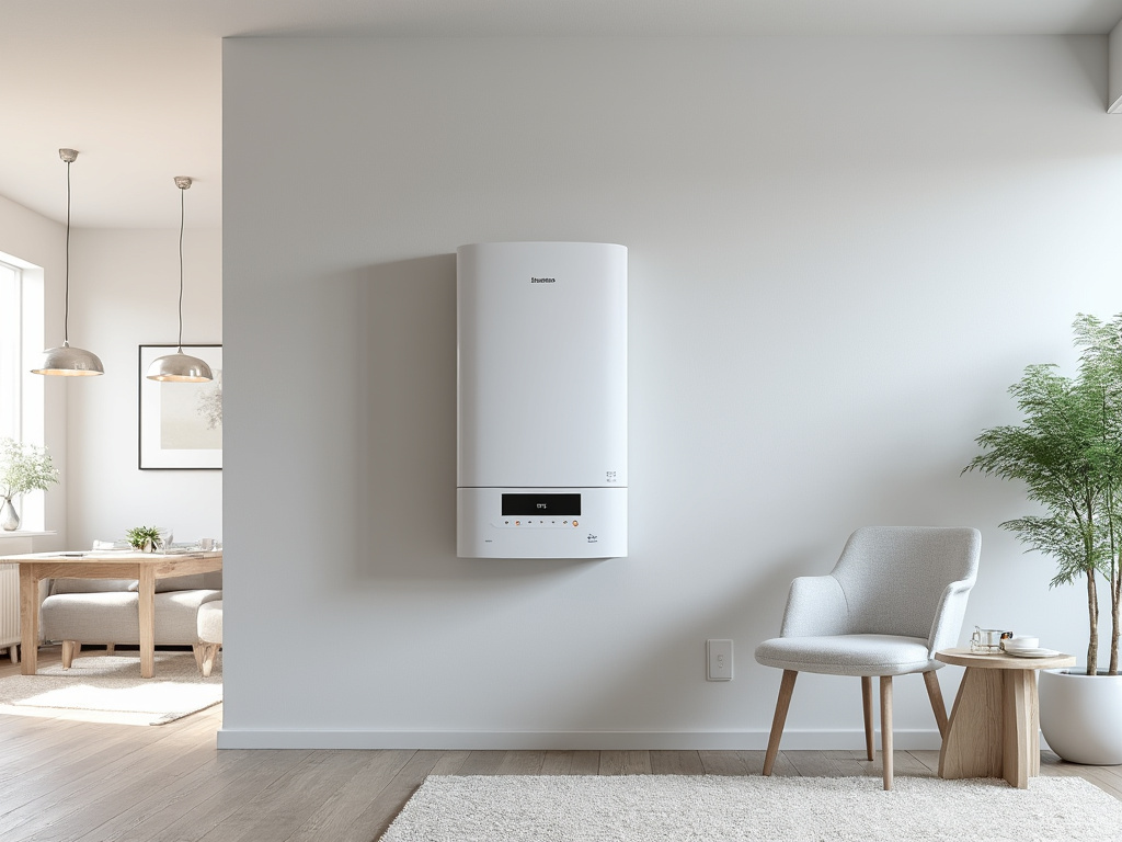 Chauffe-eau thermodynamique fixé sur un mur dans une buanderie