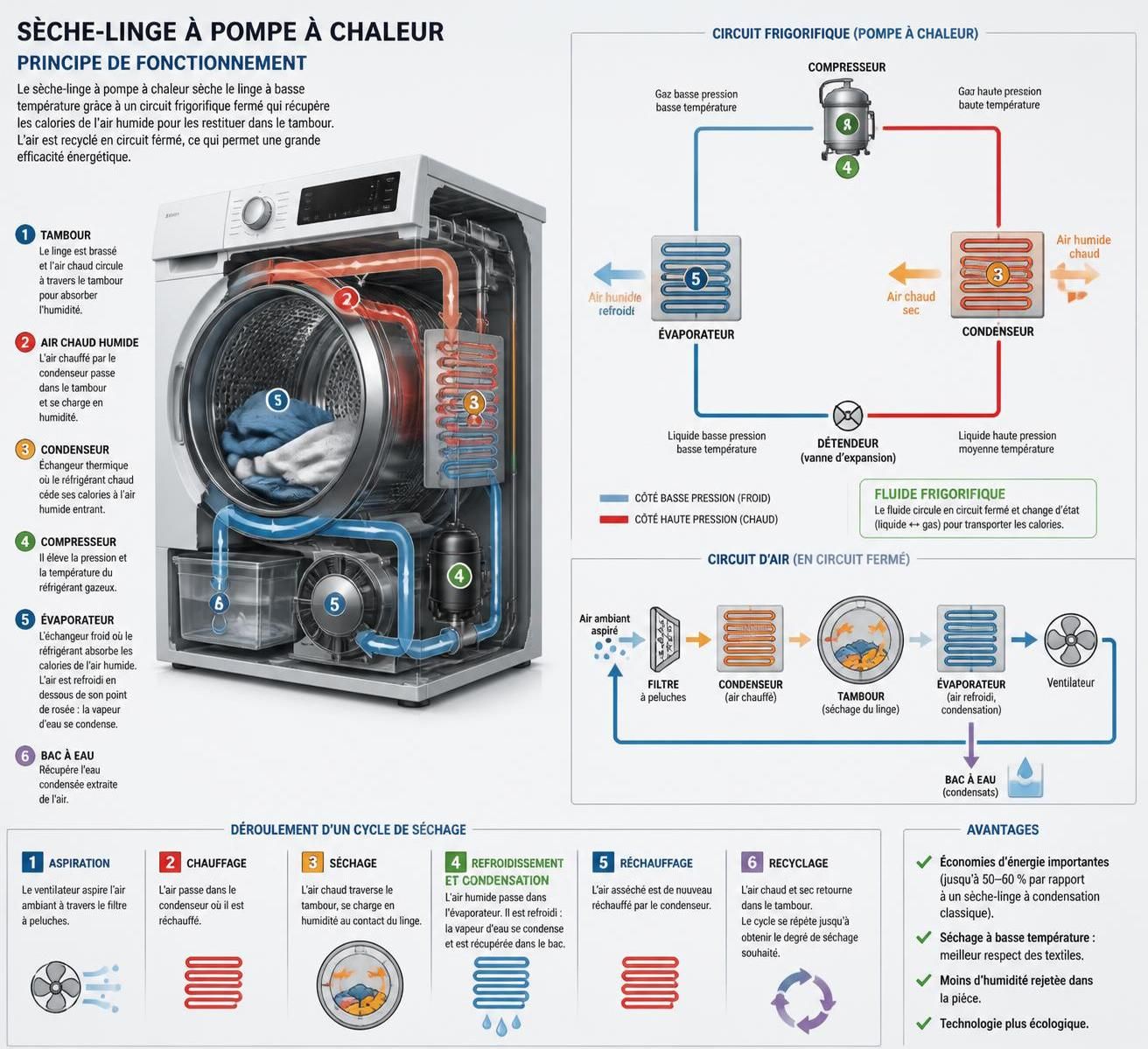 découvrez le fonctionnement et les avantages d'une pompe à chaleur pour sèche-linge, une solution écoénergétique qui optimise le séchage tout en réduisant la consommation d'énergie.