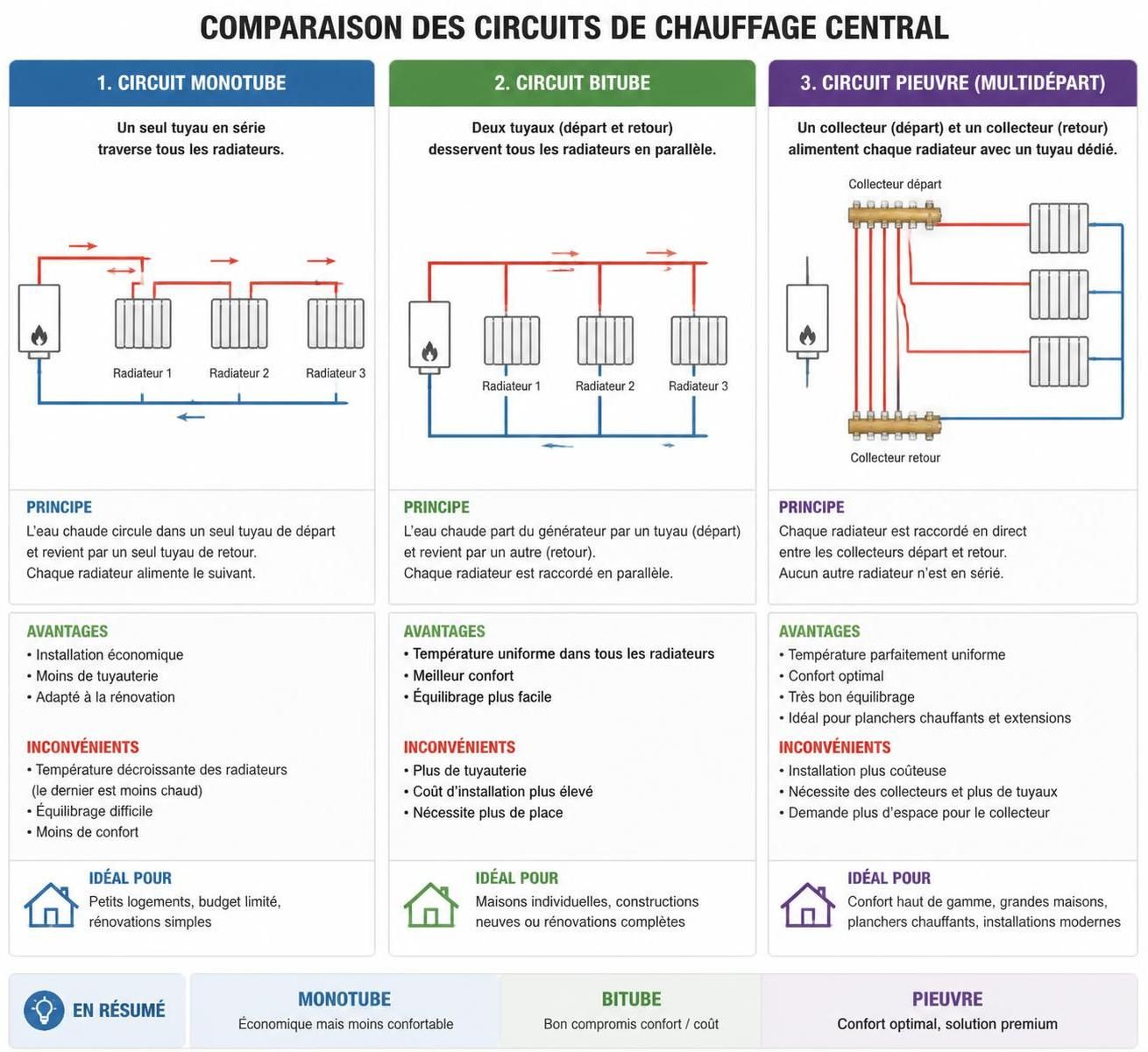 découvrez comment fonctionne un circuit de chauffage central grâce à notre guide étape par étape avec schémas explicatifs pour mieux comprendre chaque élément.