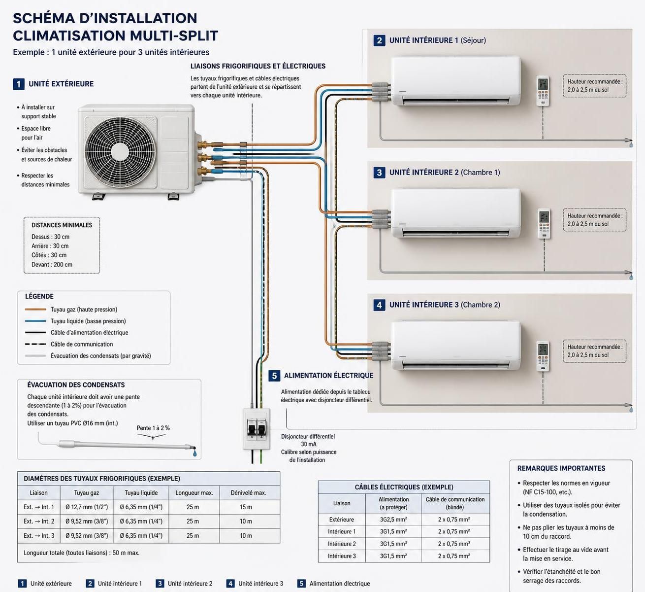 découvrez notre guide complet avec schéma d'installation pour une climatisation multi-split, incluant des conseils pratiques pour une installation efficace et optimale.