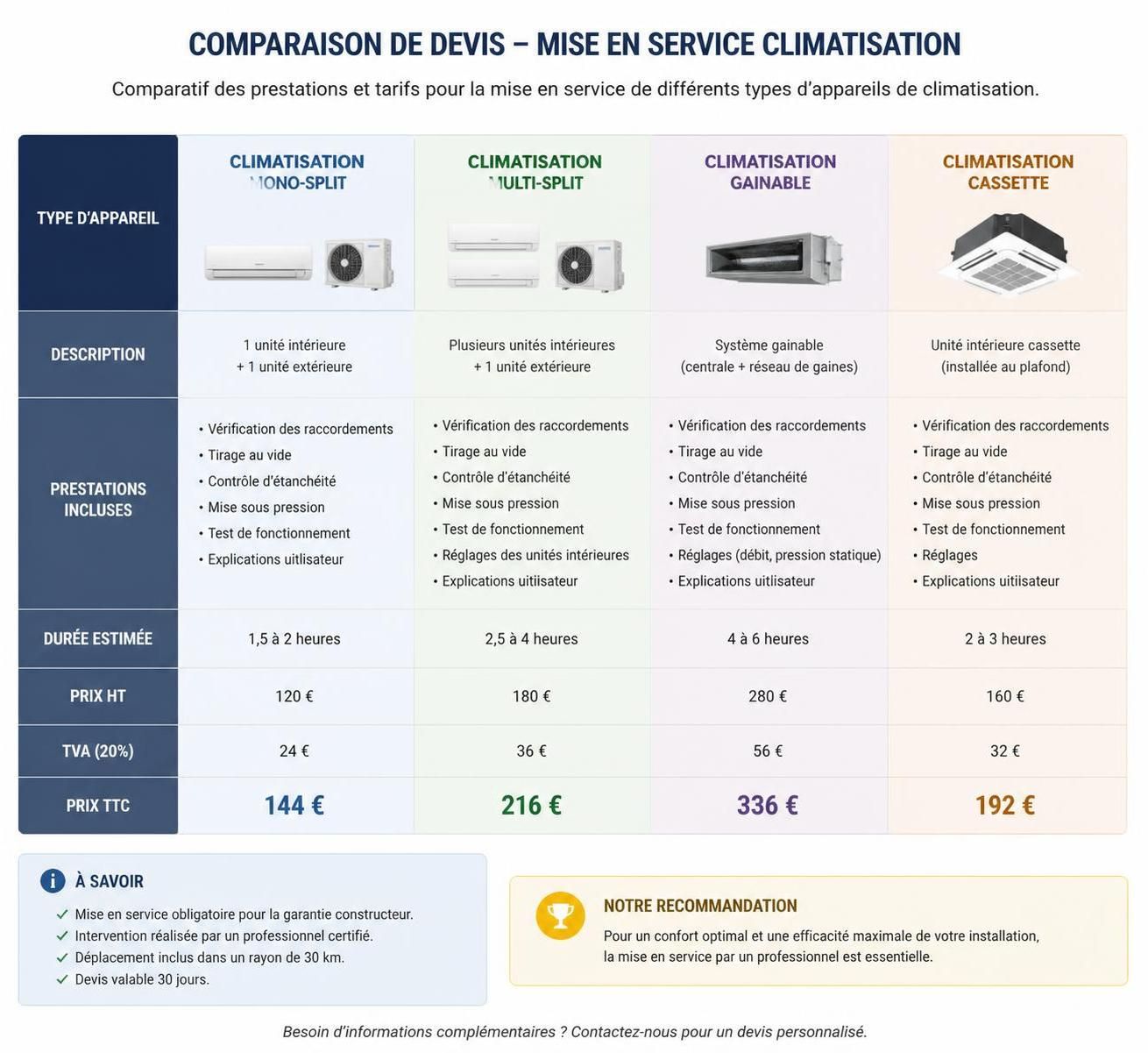 découvrez le coût estimé de la mise en service d'une climatisation en 2026 et les facteurs qui influencent ce prix pour mieux planifier votre budget.