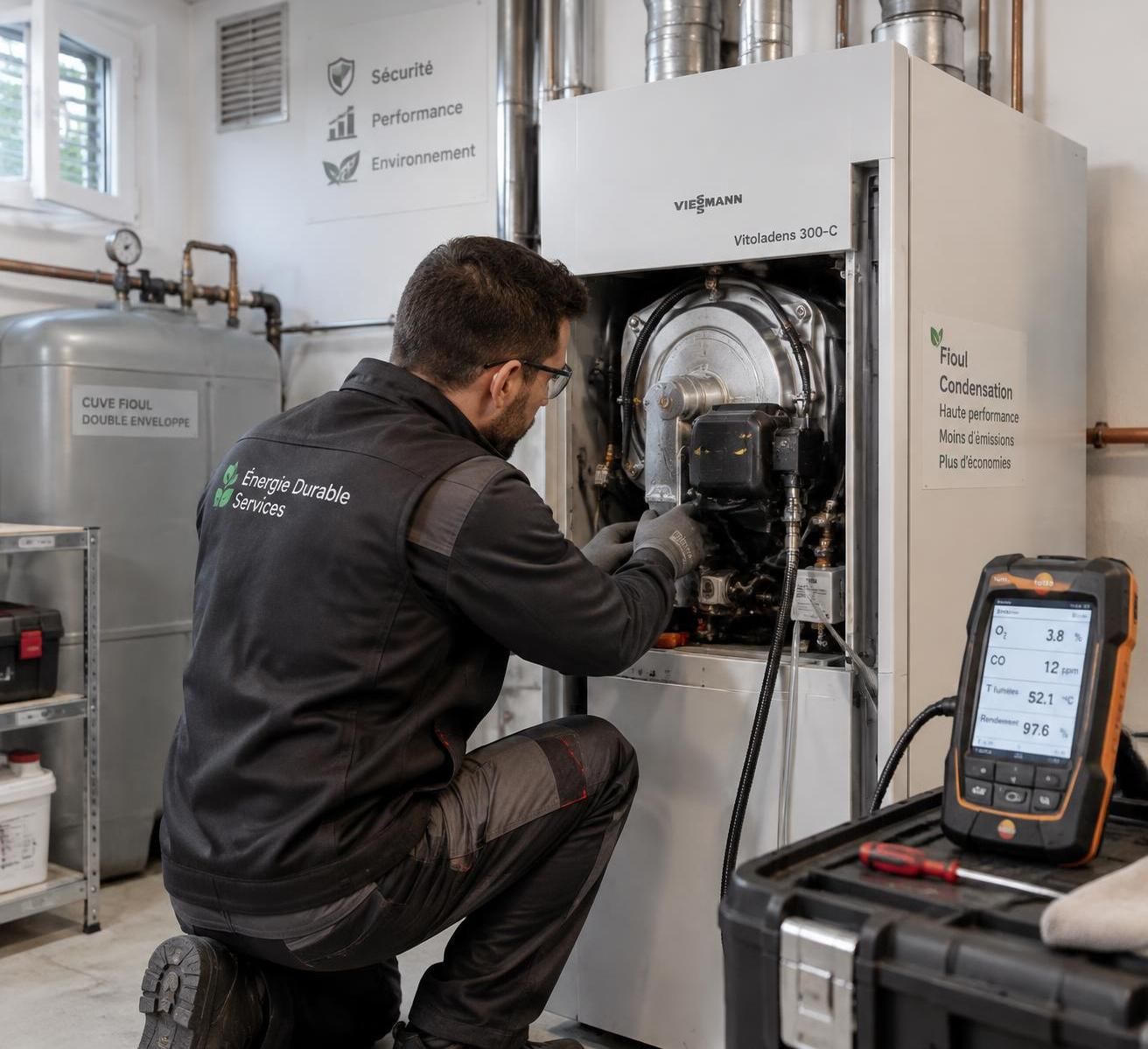 découvrez le fonctionnement d’une chaudière à condensation au fioul, ses avantages en matière de rendement et ses limites, notamment environnementales.