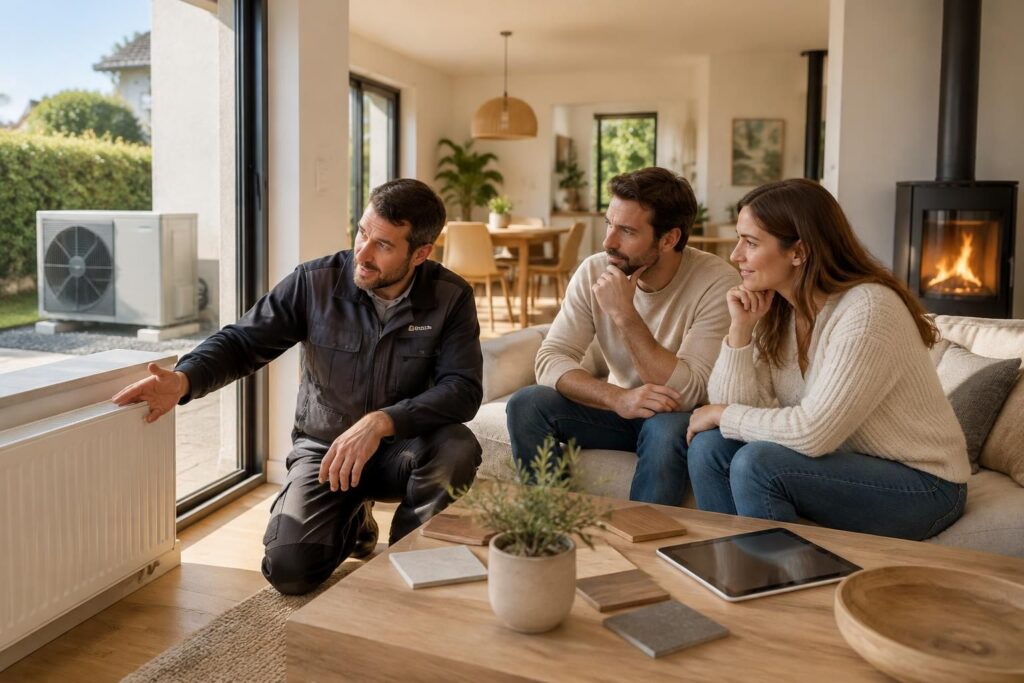 découvrez quel chauffage choisir pour une maison de 100 m² selon votre budget, votre isolation et vos besoins : pompe à chaleur, chaudière ou poêle.